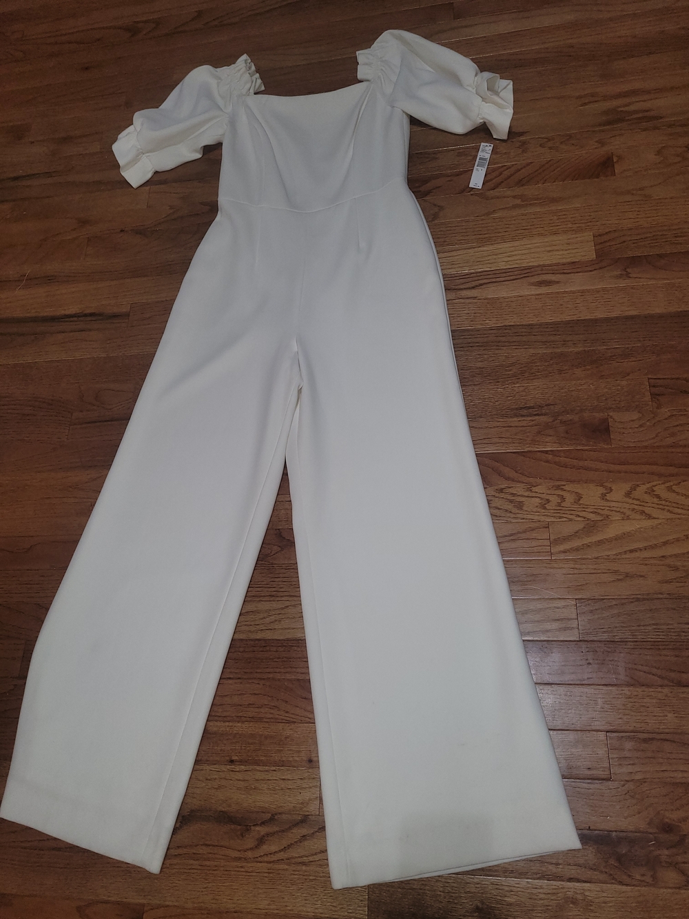 ANTONIO MELANI Cream Wide-Leg Jumpsuit with Puff Sleeves